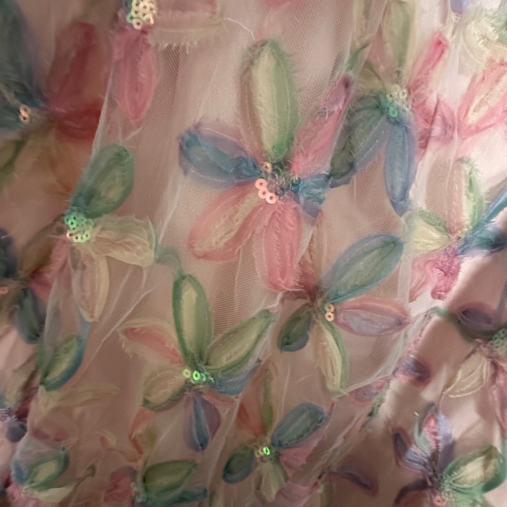 Women’s Pastel Floral Puff-Sleeve Dress - Picture 2 of 3
